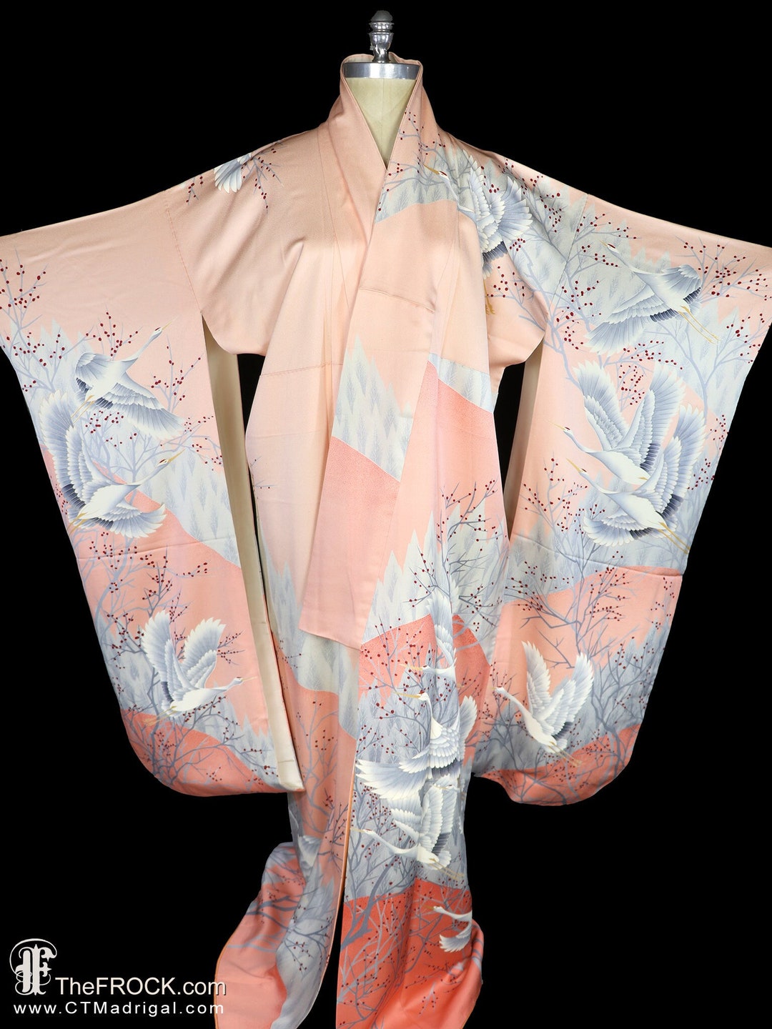 SAMPLE Silky White Furisode Kimono Robe