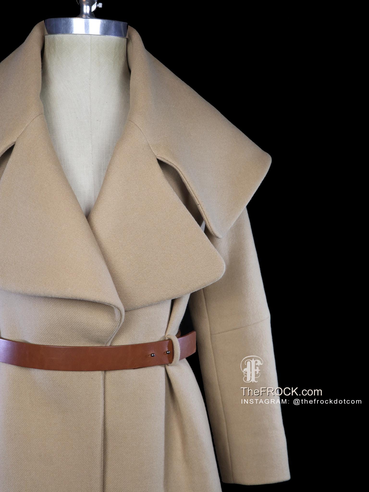 Martin Grant Camel Color Angora Wool Coat Huge Shawl Collar