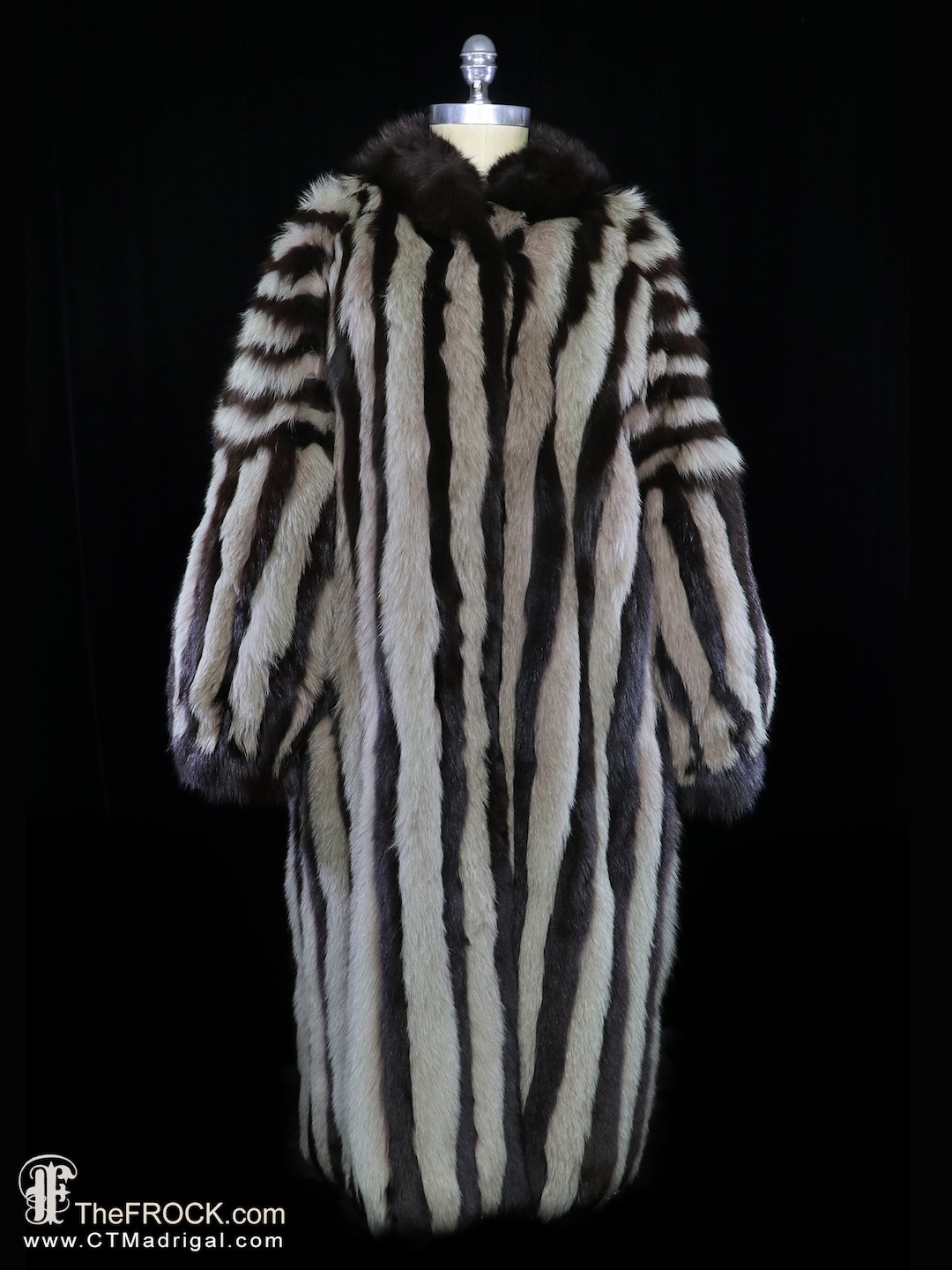 Striped Fur Coat Vintage Rabbit Jacket, Stripe Animal Zebra Striped Fur Coat Vintage Rabbit Jacket, Stripe Animal Zebra