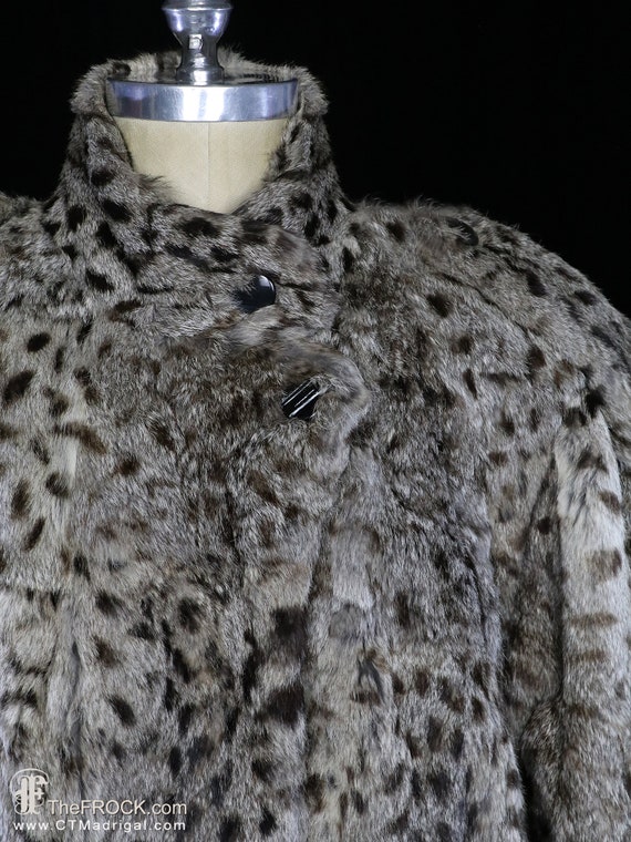 Long fur coat, spotted rabbit fur jacket animal p… - image 2