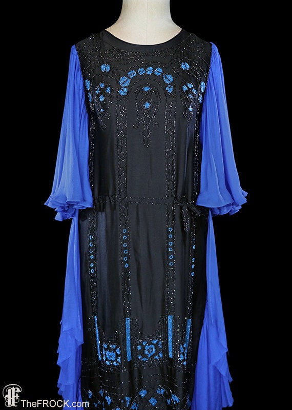 RESERVED - 1920s gown, flapper era beaded art dec… - image 2