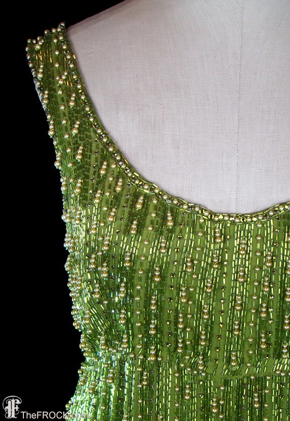 Heavily beaded gown, 1950s 1960s pearl glass bead… - image 3