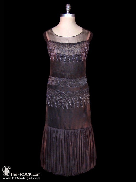 Art Deco era beaded dress, 1930s flapper gown 192… - image 1