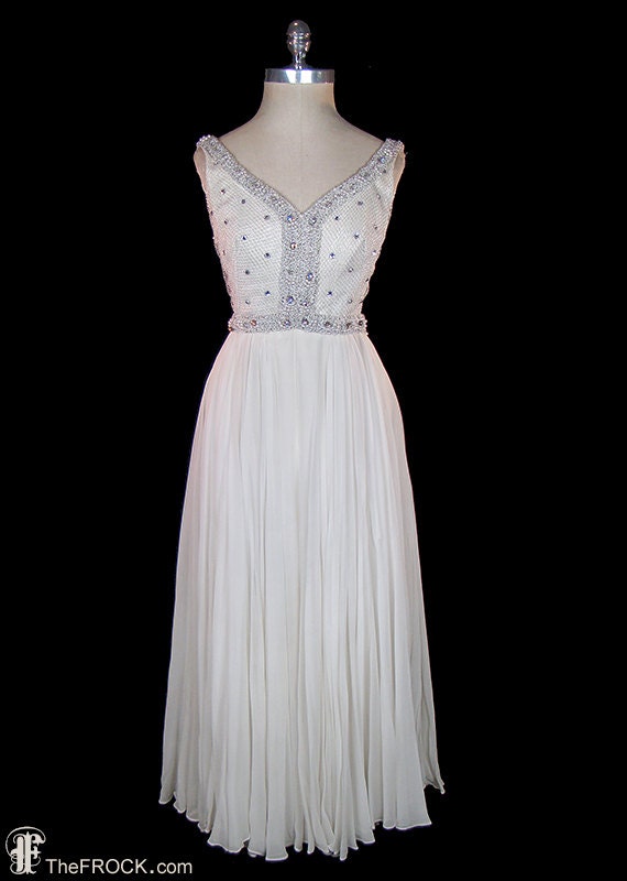 1960s grecian goddess gown or wedding dress, rhin… - image 1