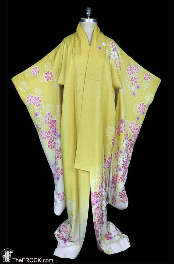 Vintage silk kimono, robe or coat or dressing gown