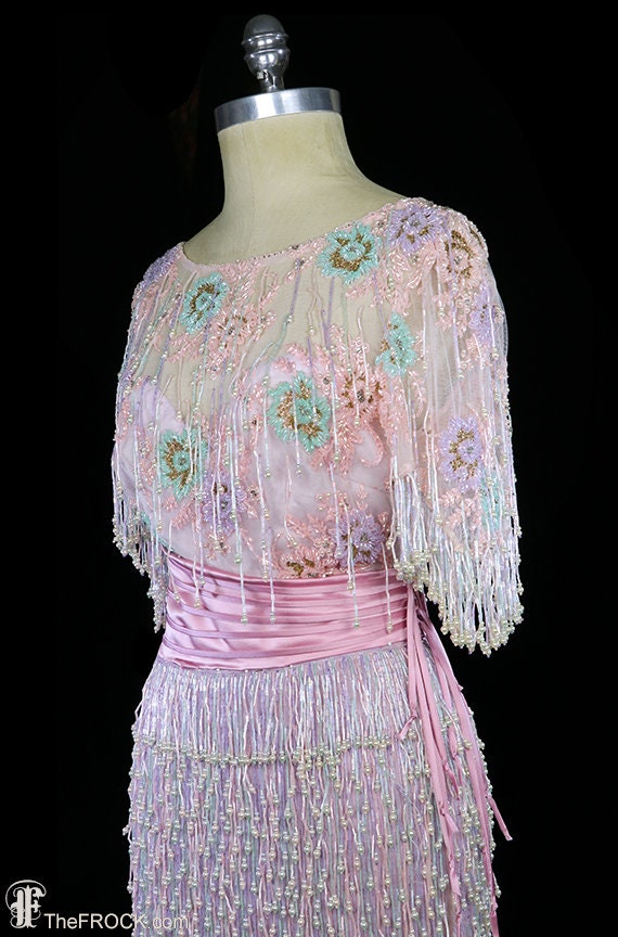 Zandra Rhodes beaded fringe dress, 1980s avant ga… - image 5
