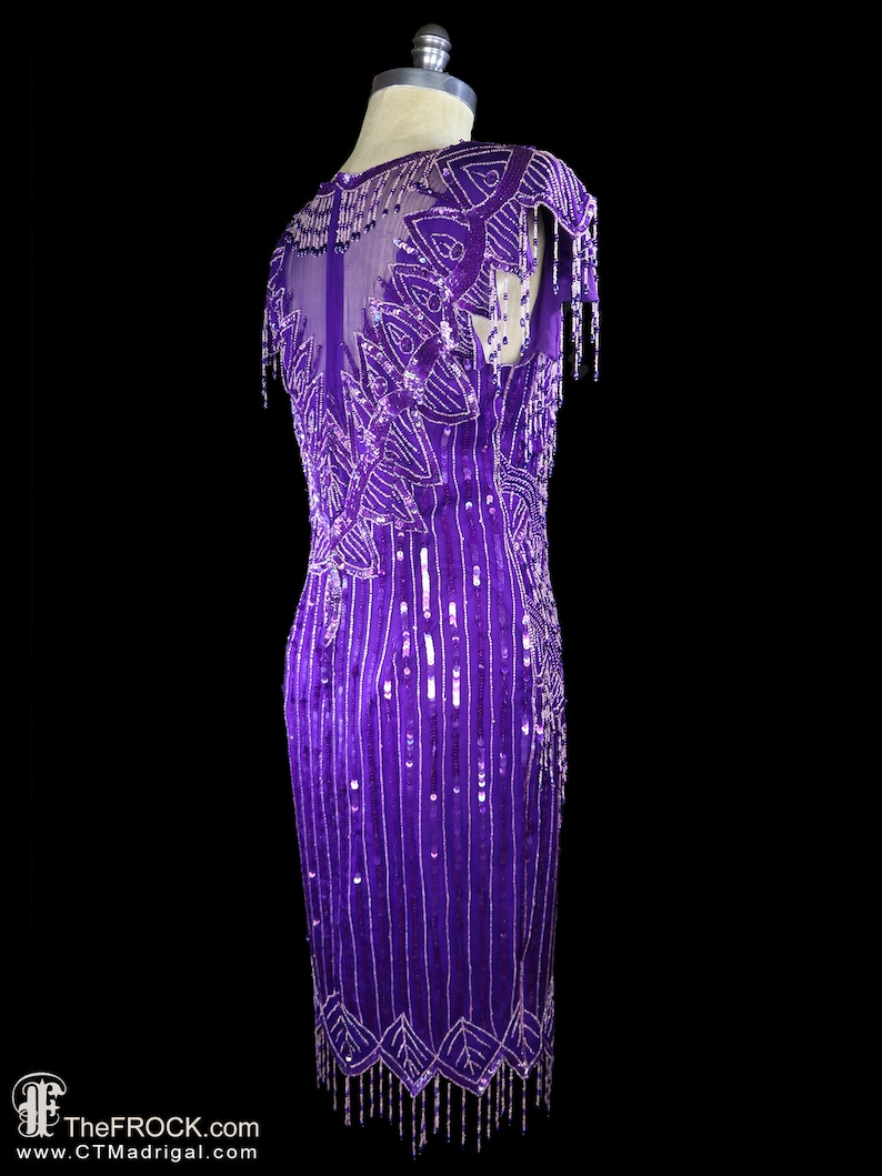 Rebekah Purple Beaded Bandage Dress