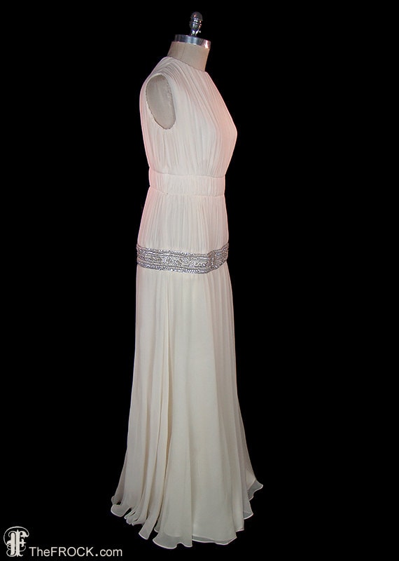 Madame Gres dress, vintage crystal jeweled ivory … - image 3