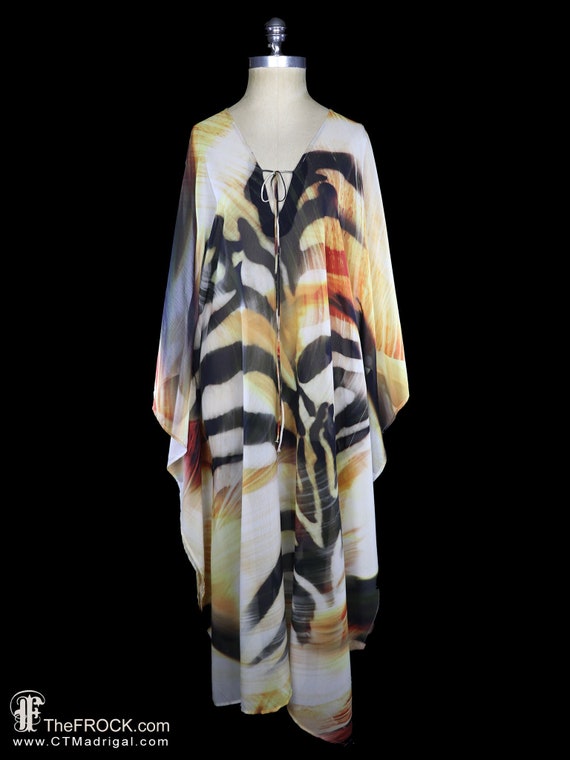 Rappi caftan dress, patterned chiffon kaftan over… - image 1
