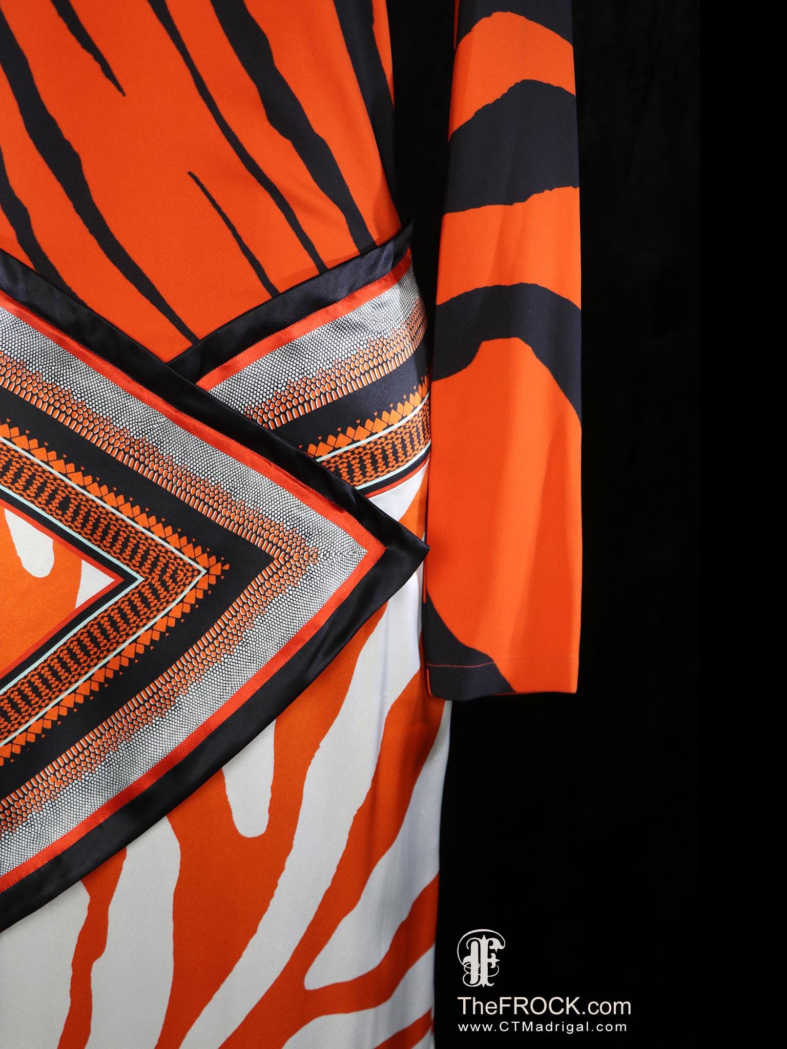 Roberto Cavalli Silk Crepe Maxi Dress Tiger Stripe Zebra Orange