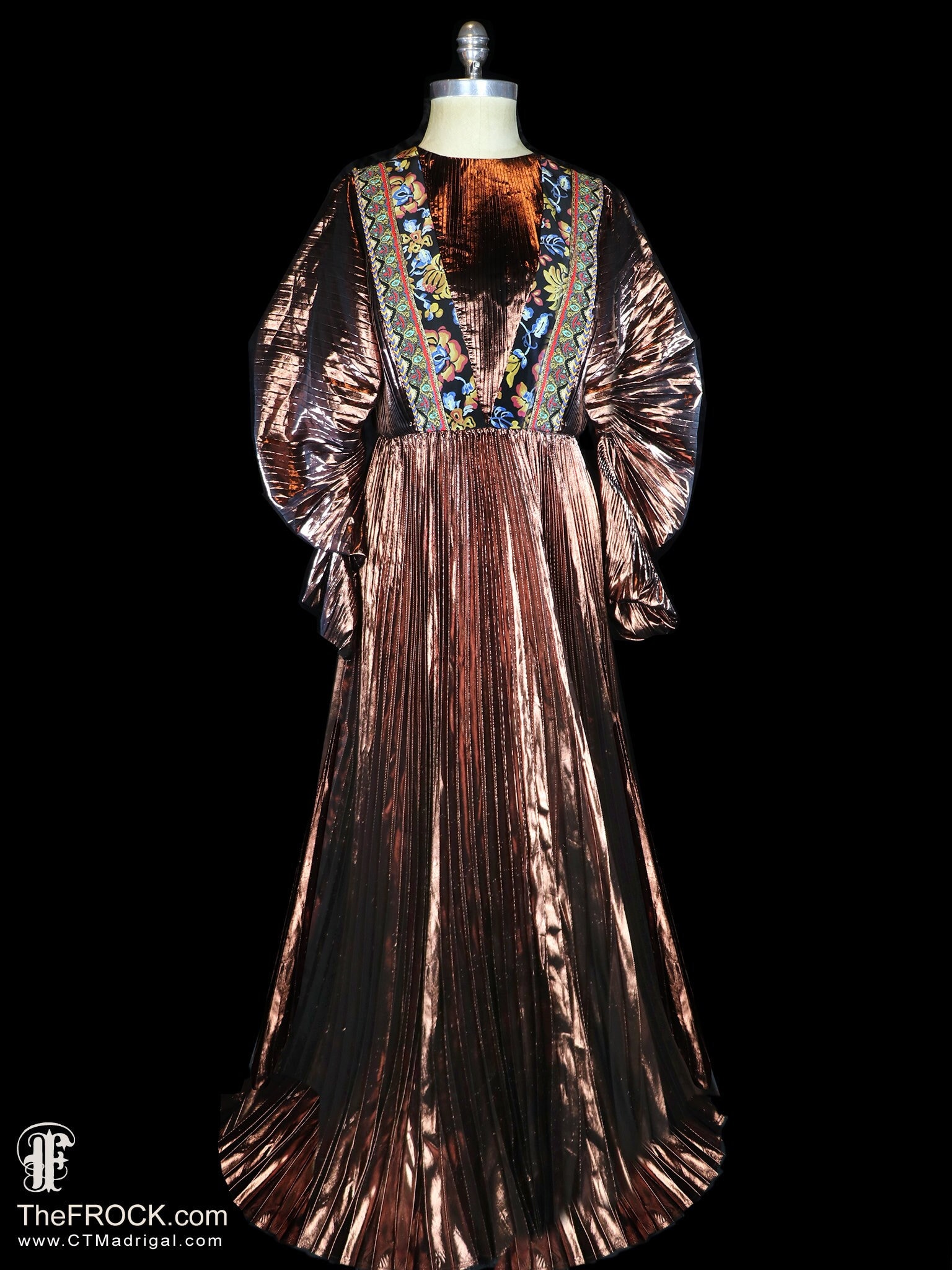 Etro Embroidered Maxi Dress, Metallic Gold Red Carpet Gown
