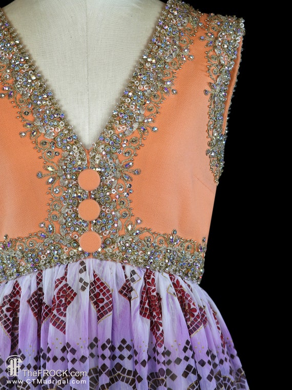 1960s jeweled gown, Elizabeth Arden heavily beade… - image 2