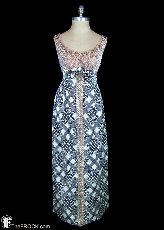 Pauline Trigere dress, 1960s heavily beaded gown, 