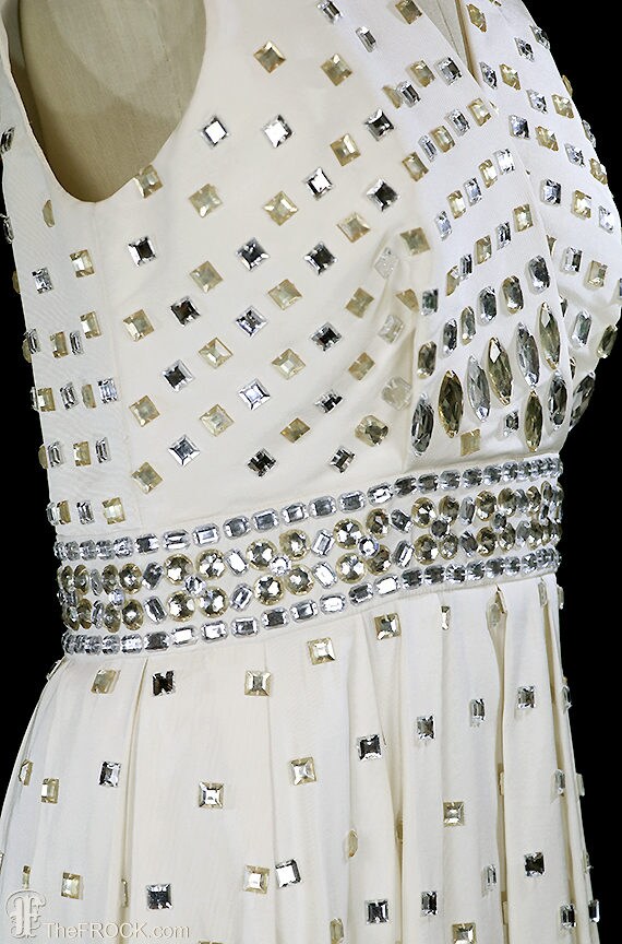 Naeem Khan jeweled dress, ivory silk faille cockt… - image 3