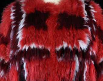 フォックスファーコート、ヴィンテージ、チェック柄、ストライプ柄