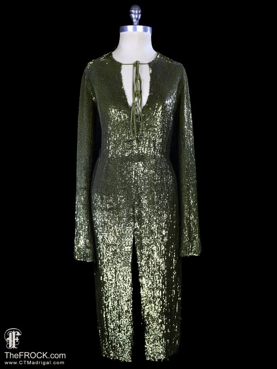 Nina Ricci sequin dress, beaded cocktail gown long