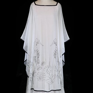 Robe longue en georgette ivoire Jean Varon des années 1960/70, robe caftan boho boho, manches aile d&#39;ange, style Stevie Nicks Bella Donna