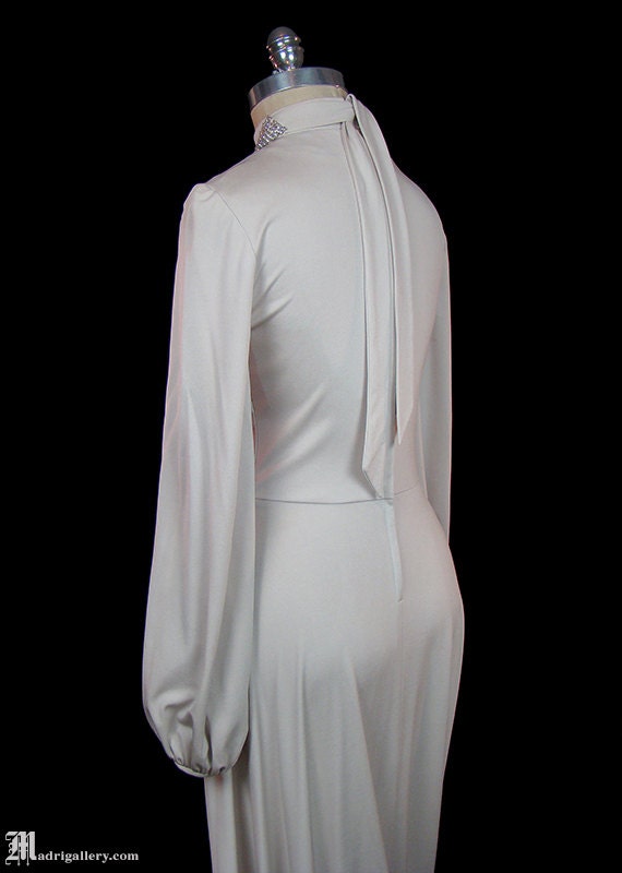 Buy 1960s Silvery Gray Jersey Maxi Dress With Big Bold Rhinestone Crystal Neck, Floor Length, Long Sleeves, Bishop, Slinky Online in India - Etsy Buy 1960s Silvery Gray Jersey Maxi Dress With Big Bold Rhinestone Crystal Neck, Floor Length, Long Sleeves, Bishop, Slinky Online in India - Etsy