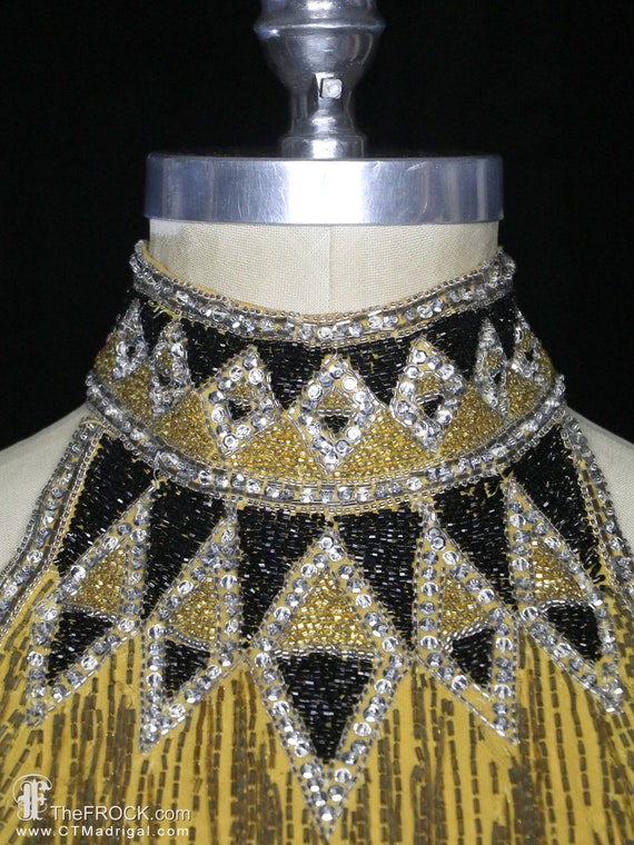 Bob Mackie dress, beaded fringe cocktail gown sle… - image 3