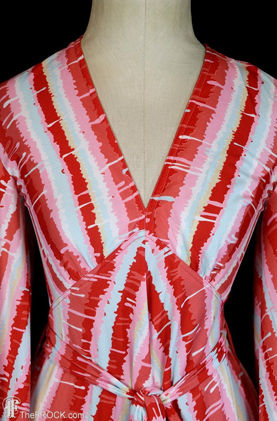 1970s Victor Costa Raspberry Colored Jersey Maxi Dress main image 0