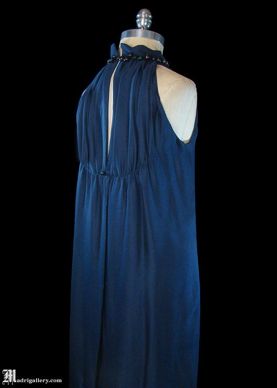 Buy Yves Saint Laurent Blue Cocktail Dress, Heavily Beaded, Sleeveless,  French Couture, Rive Gauche, Navy Blue Black, Avant Garde Online in India