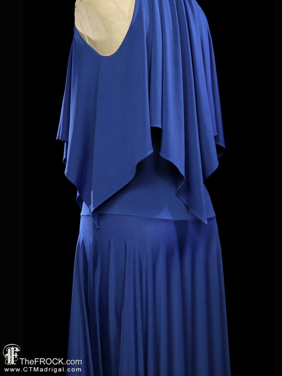 HALSTON maxi dress, blue halter gown sleeveless 1… - image 8