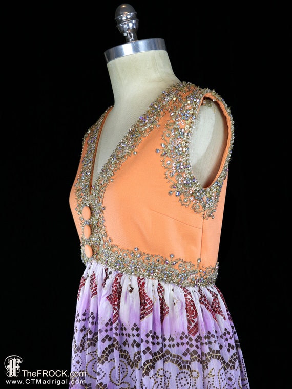 1960s jeweled gown, Elizabeth Arden heavily beade… - image 6