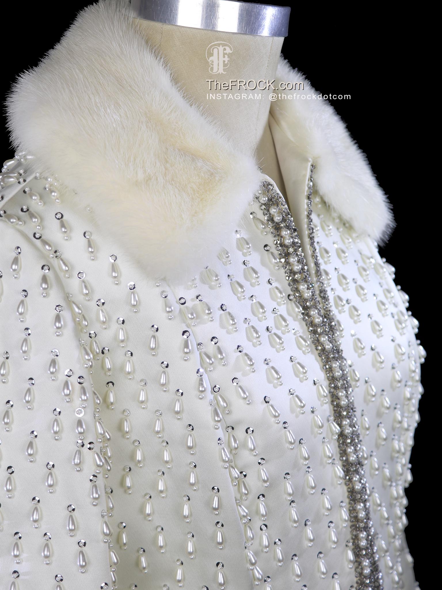 Vintage Handmade in Japan Fur Collar w/ Pearl Beaded Trim Ivory Satin 50s 60s Rabbit Fur Original Vintage Collars for sale | eBay main image 4