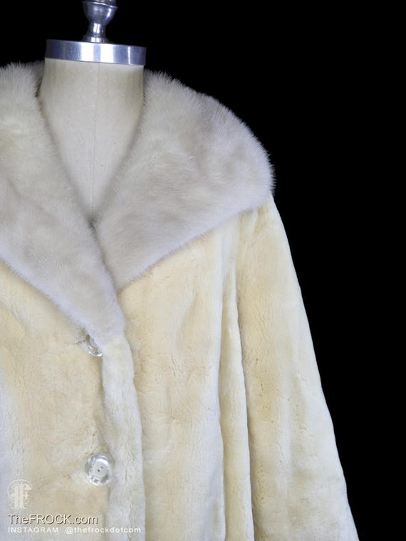 1950年代のミンクの毛皮のジャケット、60年代のクリームアイボリー