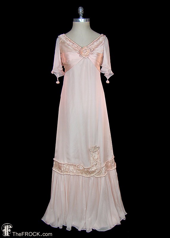 Wedding Dress, Antique Edwardian Pink Silk Chiffon & Charmeuse Satin  Fairytale Fantasy Gown, Rare Antique Couture Bridal Dress - Etsy