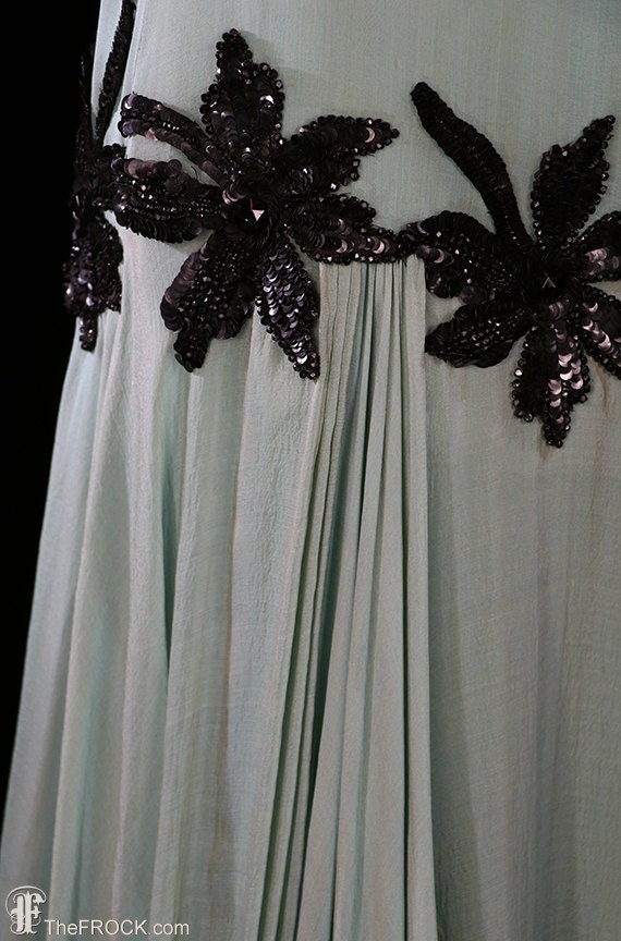 1920s beaded sequined silk chiffon gown, art deco… - image 4