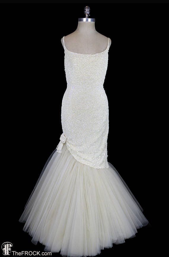 Ceil Chapman evening gown or wedding dress, sequi… - image 1