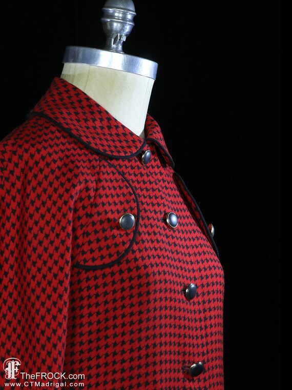 Adele Simpson dress 1960s 1970s mod red houndstoo… - image 5