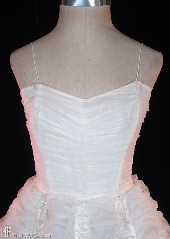 1950s shirred wedding dress, prom, debutante form… - image 2