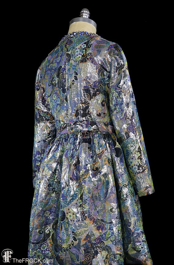 1960s jeweled metallic lamé dress, heavily beaded… - image 7
