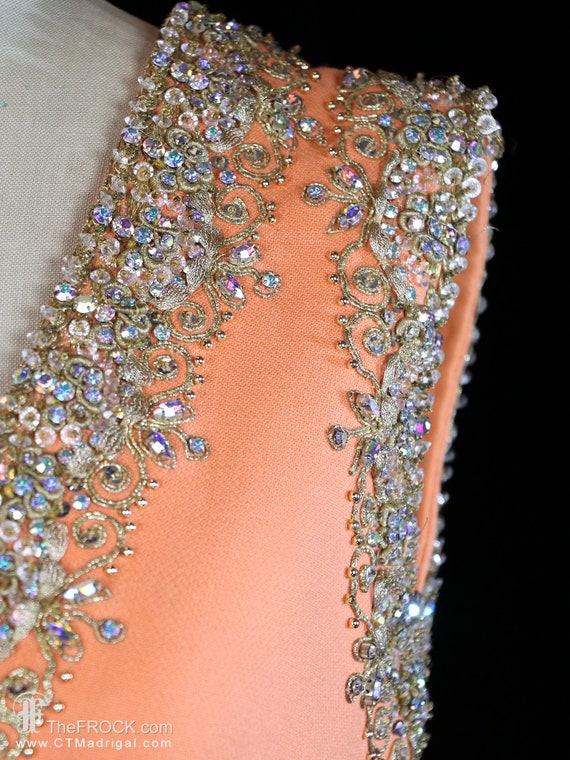 1960s jeweled gown, Elizabeth Arden heavily beade… - image 3