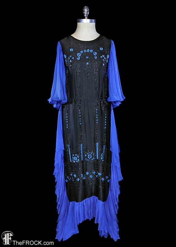 RESERVED - 1920s gown, flapper era beaded art dec… - image 1