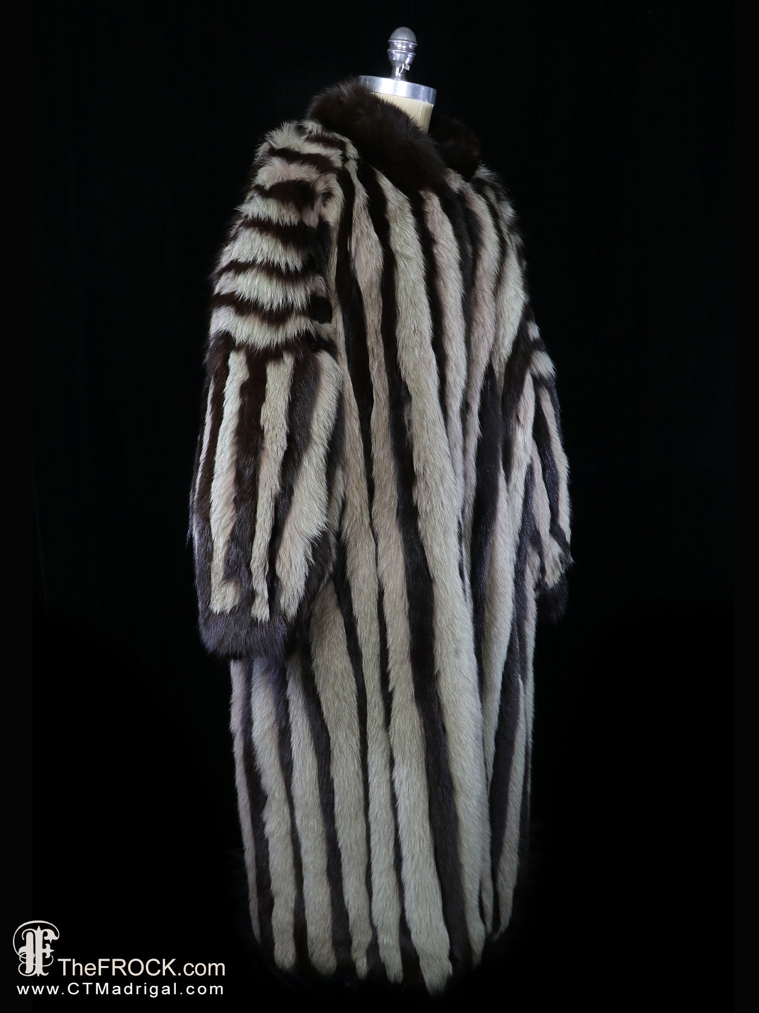 Striped Fur Coat Vintage Rabbit Jacket, Stripe Animal Zebra