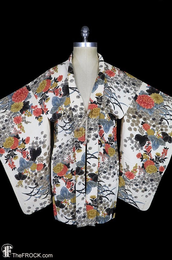 Antique silk haori kimono, robe or jacket or dress