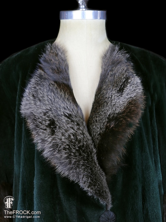 【Vintage】90s Dark Green Fake Fur-Coat Vintage】90s Dark Green Fake Fur-Coat