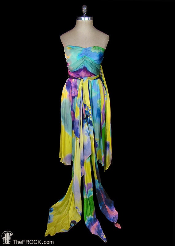 Christian Lacroix tie-dye effect silk jersey gown,