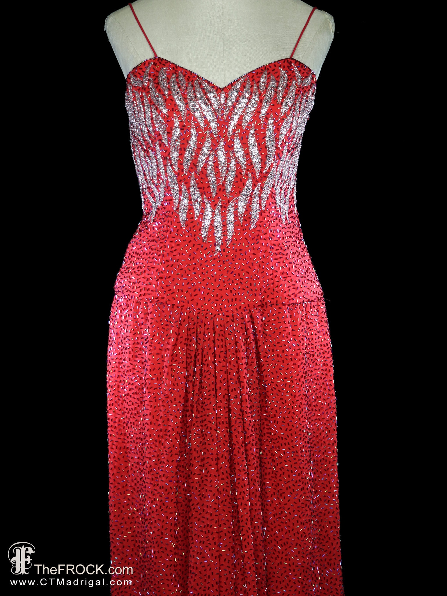 SAKS Beaded Gown Red Sequined Maxi Dress 1960s 1970s 1980s Red Carpet saks-beaded-gown-red-sequined-maxi-dress-1960s-1970s-1980s-red-carpet