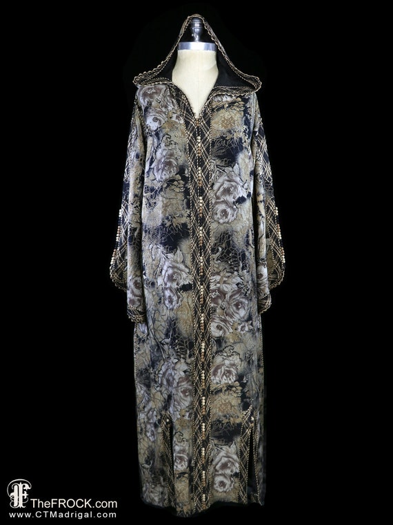 Hooded caftan maxi dress, boho bohemian festival … - image 1