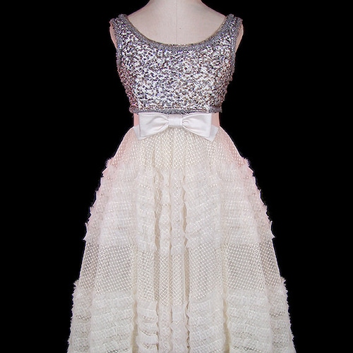 Norman Hartnell Dress Silver Beaded & Sequined Tank Ruffled - Etsy