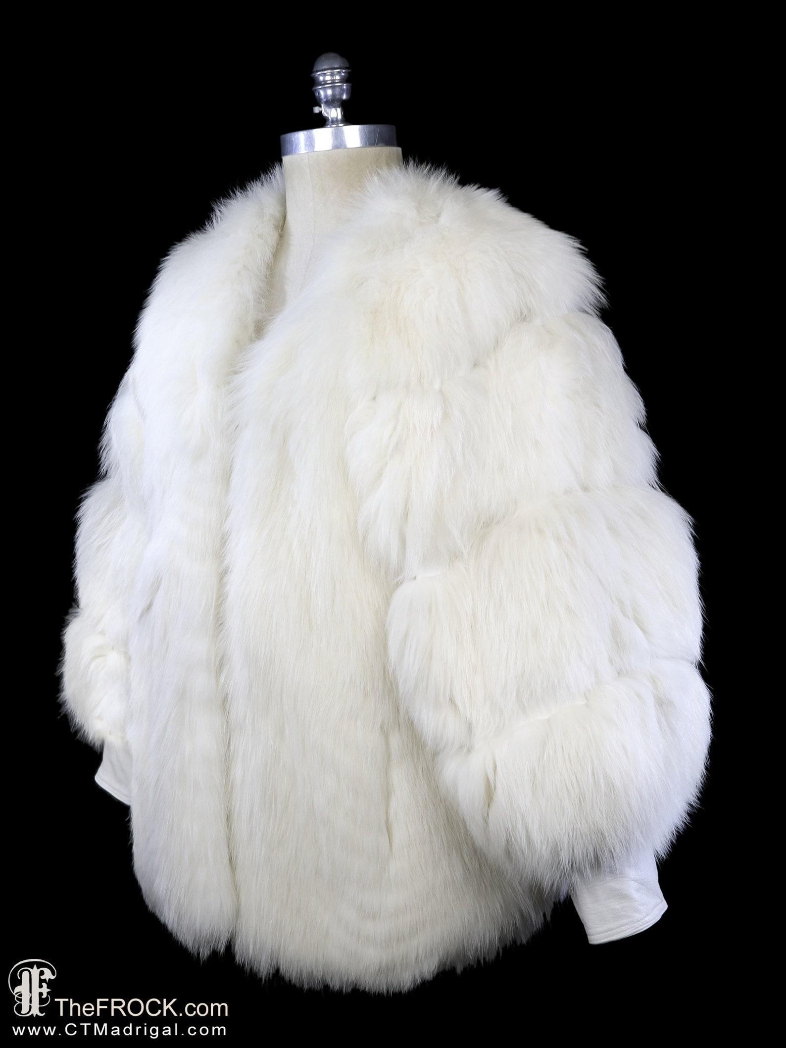 Pierre Cardin Fox Jacket, Fur Coat Ivory White, Leather, Chubby Fluffy ...