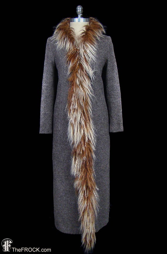 Giorgio Armani gray wool coat, mongolian lamb fur… - image 1