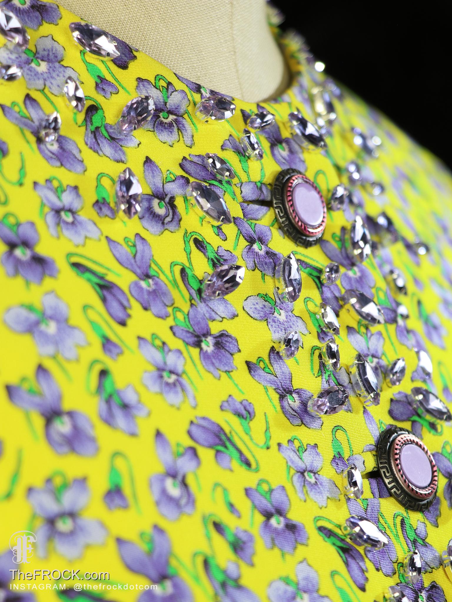 Gianni Versace Couture Jeweled Jacket Yellow Floral Flowers Coat ...