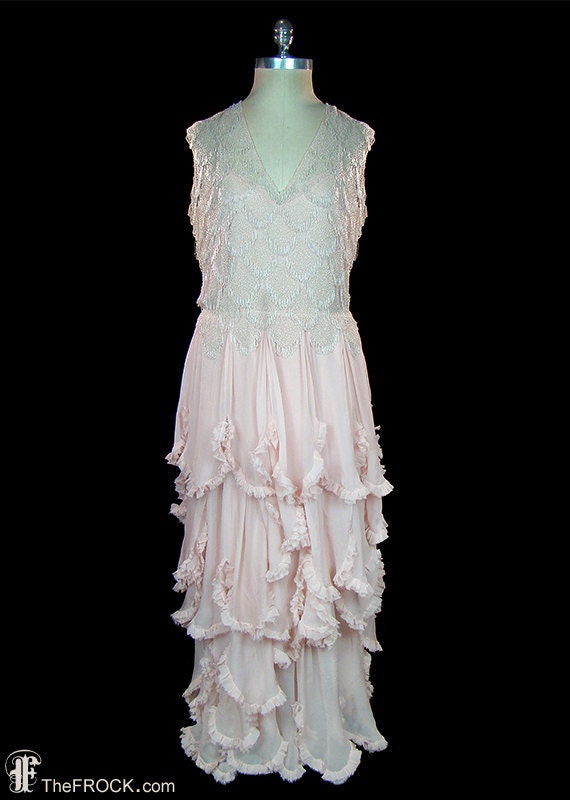 1930s gown or wedding dress, beads & palest pink––