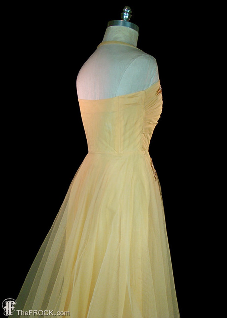 1950s Beaded Tulle Gown Sequins and Pearl Beads Vintage - Etsy