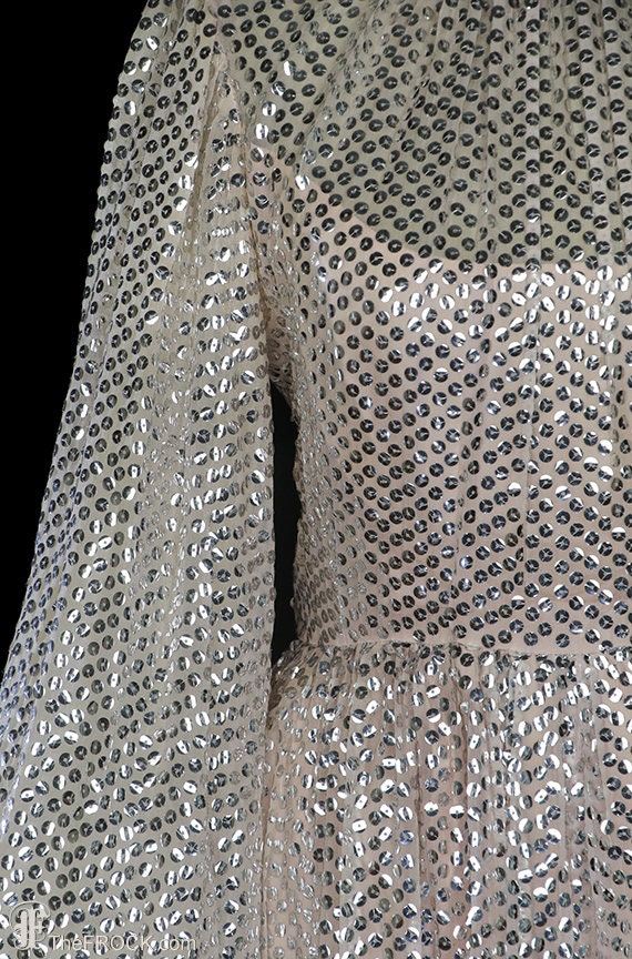 Lisa Meril sequined gown, silver sequin pink silk… - image 2